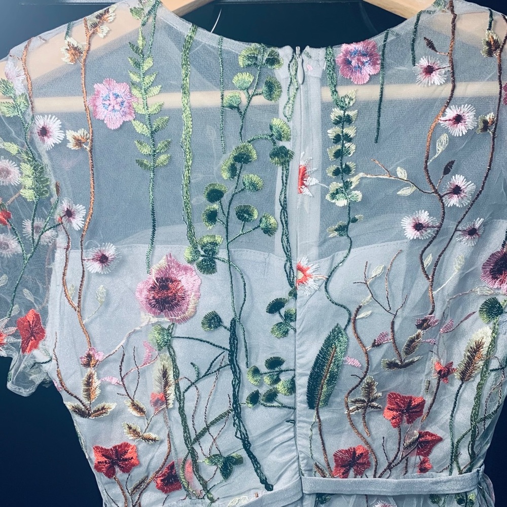 Sheer Floral print grey dress
